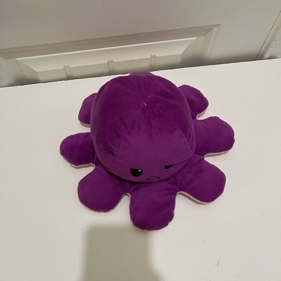 TeeTurtle The Reversible Big Octopus Plush Show Your Mood 9" Pink and Purple - Picture 4 of 7